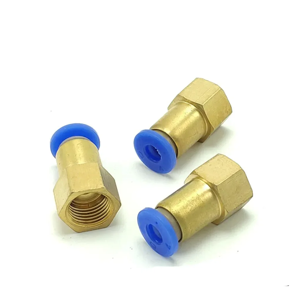 Copper female thread inner wire pneumatic quick connector straight through air pipe PCF6-01 / 8-02 / 10-03 / 12-04