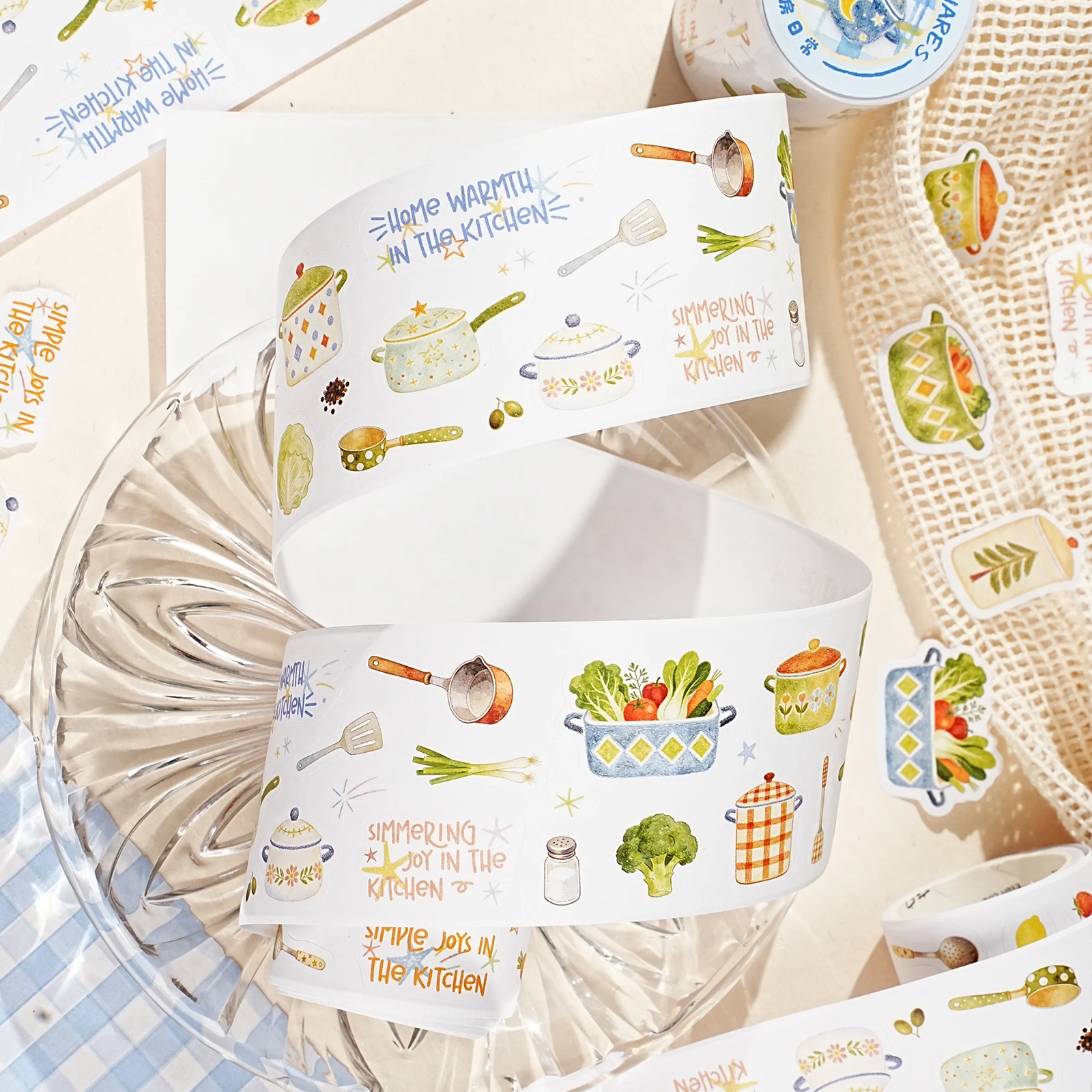 Etori Life Kitchen Daily Utensils and Ingredients Washi Tape 50Mm×2M Healing Watercolor Kitchen Theme Decorative Tape Suitable for Laptops, Suitcases, Guitars, Water Bottles, Pencil Cases, Bicycles, Scrapbooking Supplies, Office Decoration Accessories, Art Aesthetics, DIY Crafts, Creative Stickers, Baking Sealing, Birthday and Holiday Gifts, School Supplies, Back-To-School Season view 5