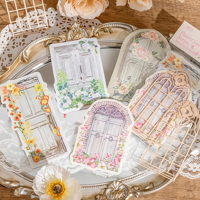 15Sheets Per Pack Flower Literary artistic memo Roses flowers bloom doors windows courtyard labels Decoration Scrapbooking