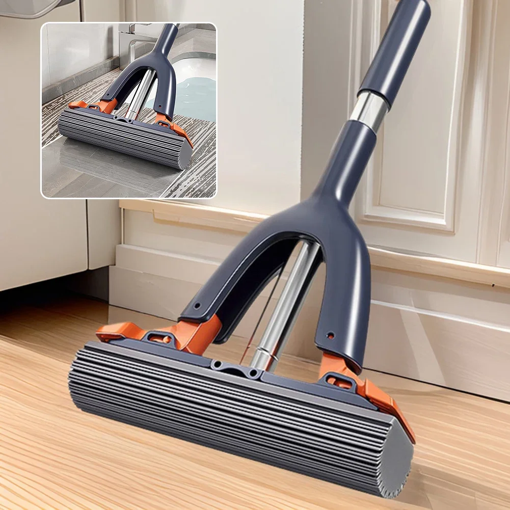 Trocken Nass Dual-Use-Mopp Stark Saugfähig Schnell Trocknend Einfach Squeeze Roller Lange Griff Mops Für Wohnzimmer Küche Boden Sauber Werkzeug