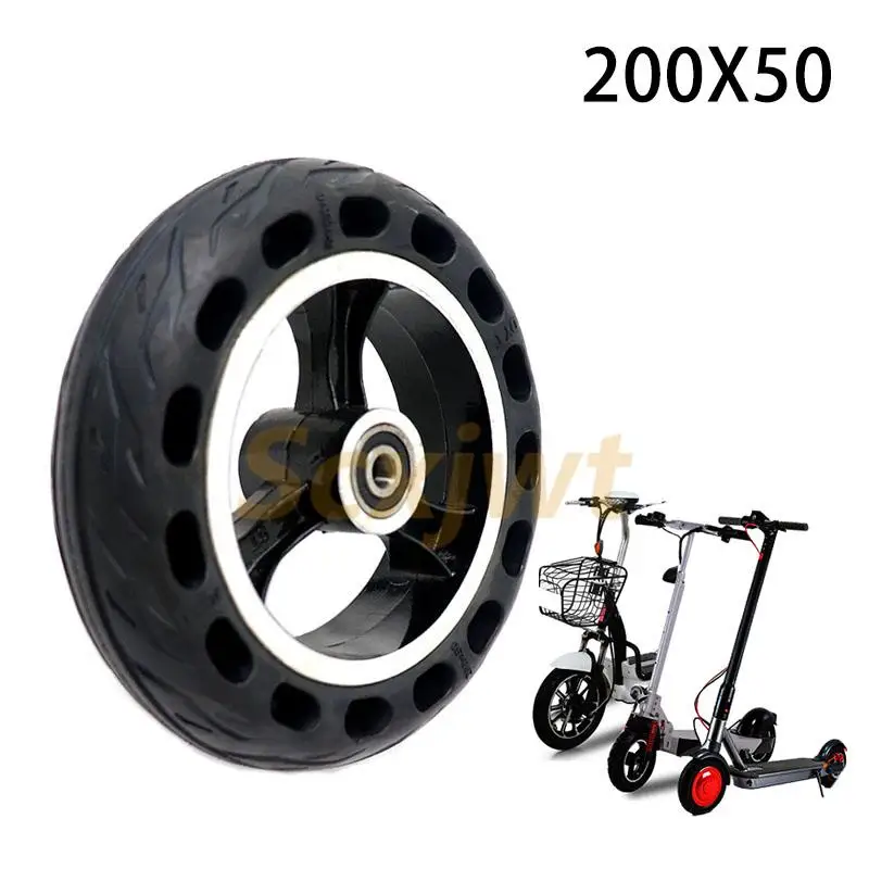 8 Inch 200x50 Solid Wheel for Folding Mini Electric Scooter Explosion-Proof Non Pneumatic Tyre Accessories