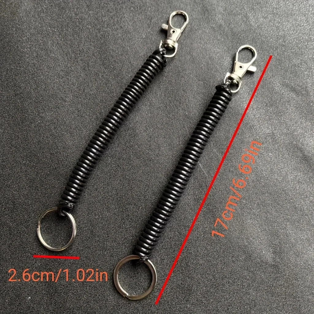 4 pièces, porte-clés rétractable à ressort, cordon enroulé avec anneau porte-clés et fermoir mousqueton, porte-clés élastique anti-perte