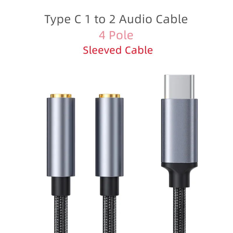 3.5 مللي متر جاك Aux نوع C 1 إلى 2 الصوت كابل الفاصل محول 3 4 القطب سماعة ميكروفون للهاتف اللوحي جهاز مع منفذ USB C