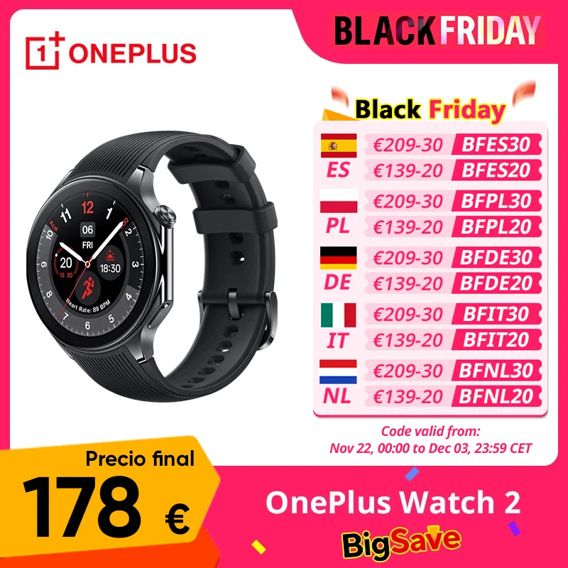 Global Version OnePlus Watch 2 Smart Watch 1.43'' AMOLED Display Snapdragon W5 Gen 1 Dual Frequency GPS Wear OS 4 NFC