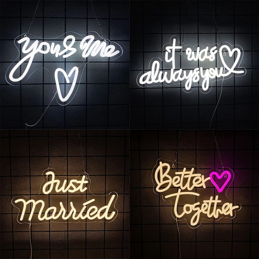 

Wedding Theme Led Neon Sign, Hand-Made Letter Icon, Usb Powered, Used For Room, Proposal Party, Wedding Background Decor.