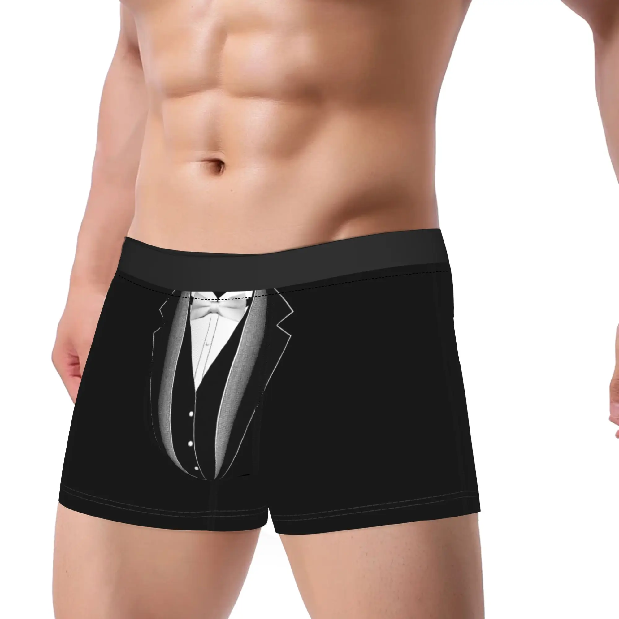 Funny Boxer Shorts Panties Briefs Men Tuxedo Classic Underwear Tie Tux Suit Bow Formal Soft Underpants for Homme M-XXL