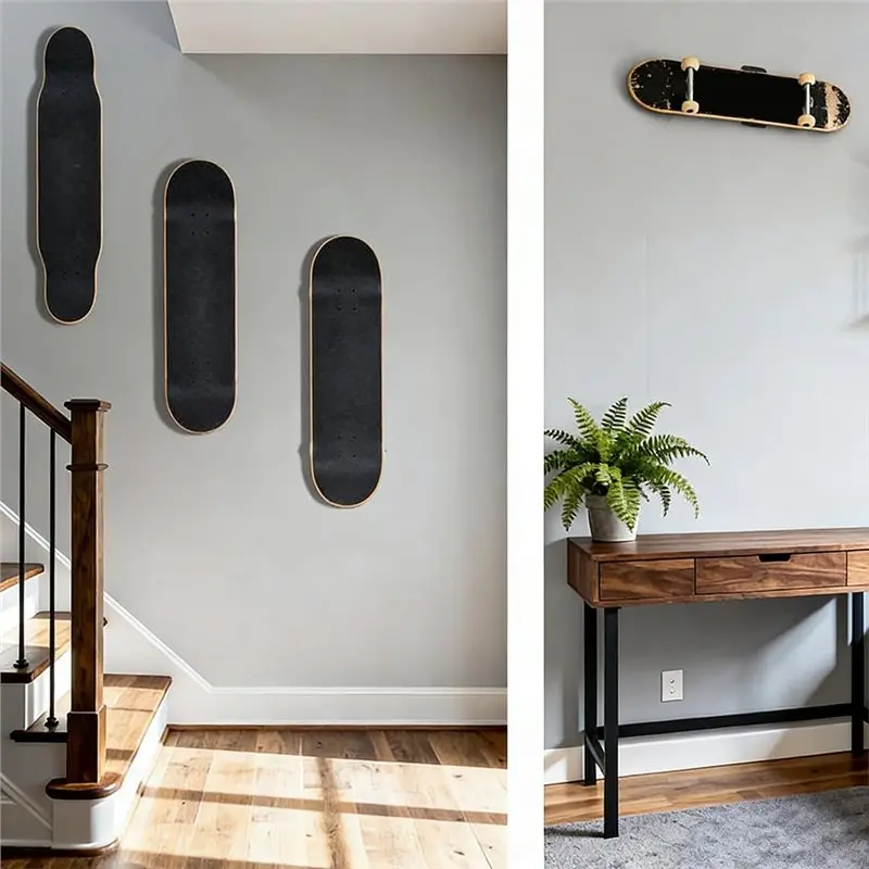 XSXS-Skateboard Wall Hanger With 360° Rotation And Super Big Clips- Wall Mount For Floating Display Includes Base