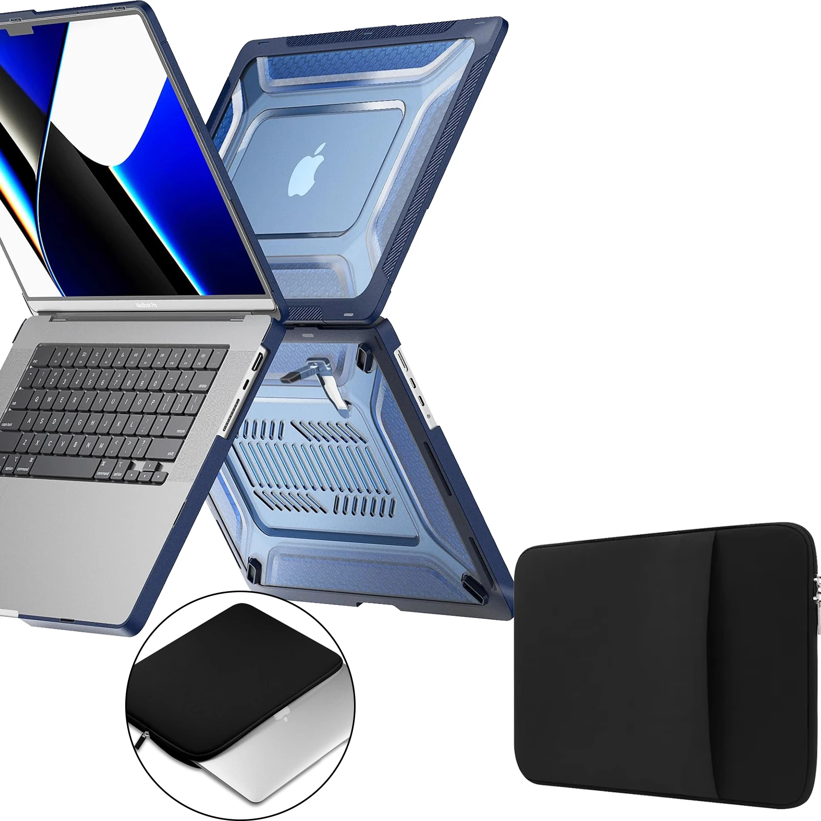 

Стандартный чехол для MacBook Pro 14-дюймовый чип M5 2025, амортизирующая защита со складной подставкой и сумкой для ноутбука MacBook Pro 16 дюймов
