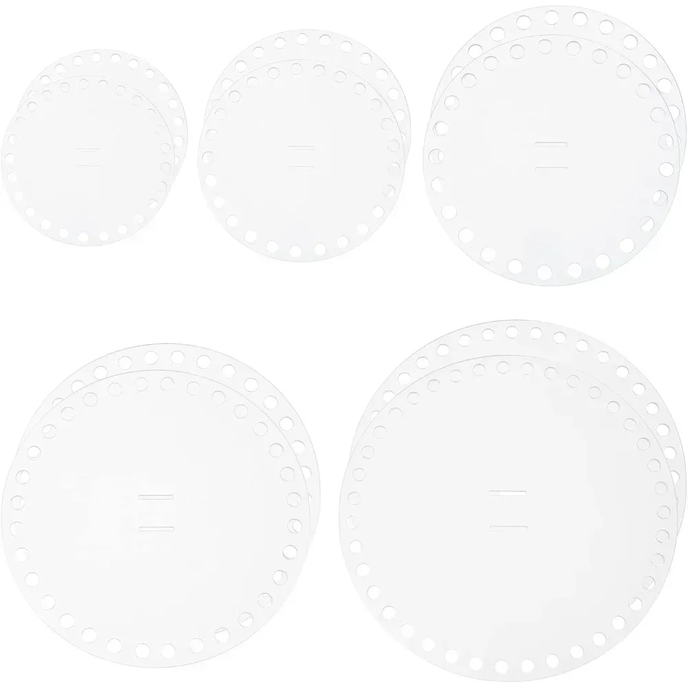 10pcs Clear Knitting Crochet Bottoms 5 Sizes Circle Acrylic Basket Bottoms Front Back Panel Board Shaper Round Bag Weaving