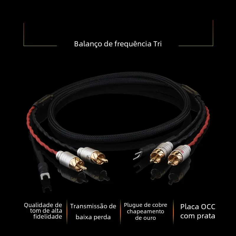 Yyaudio 4 núcleos de cobre puro ofc 2 rca para 2 rca terra u pá plug áudio phono tonearm cabo com fio à terra anel magnético duplo