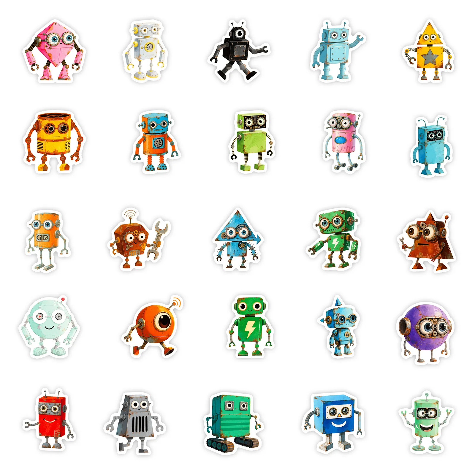 10/56 PIÈCES Robot Graffiti Autocollants Drôle Dessin Animé Autocollant BRICOLAGE Ordinateur Portable Téléphone Guitare Planche À Roulettes Autocollant Étanche Tasse Classique Enfant Jouets