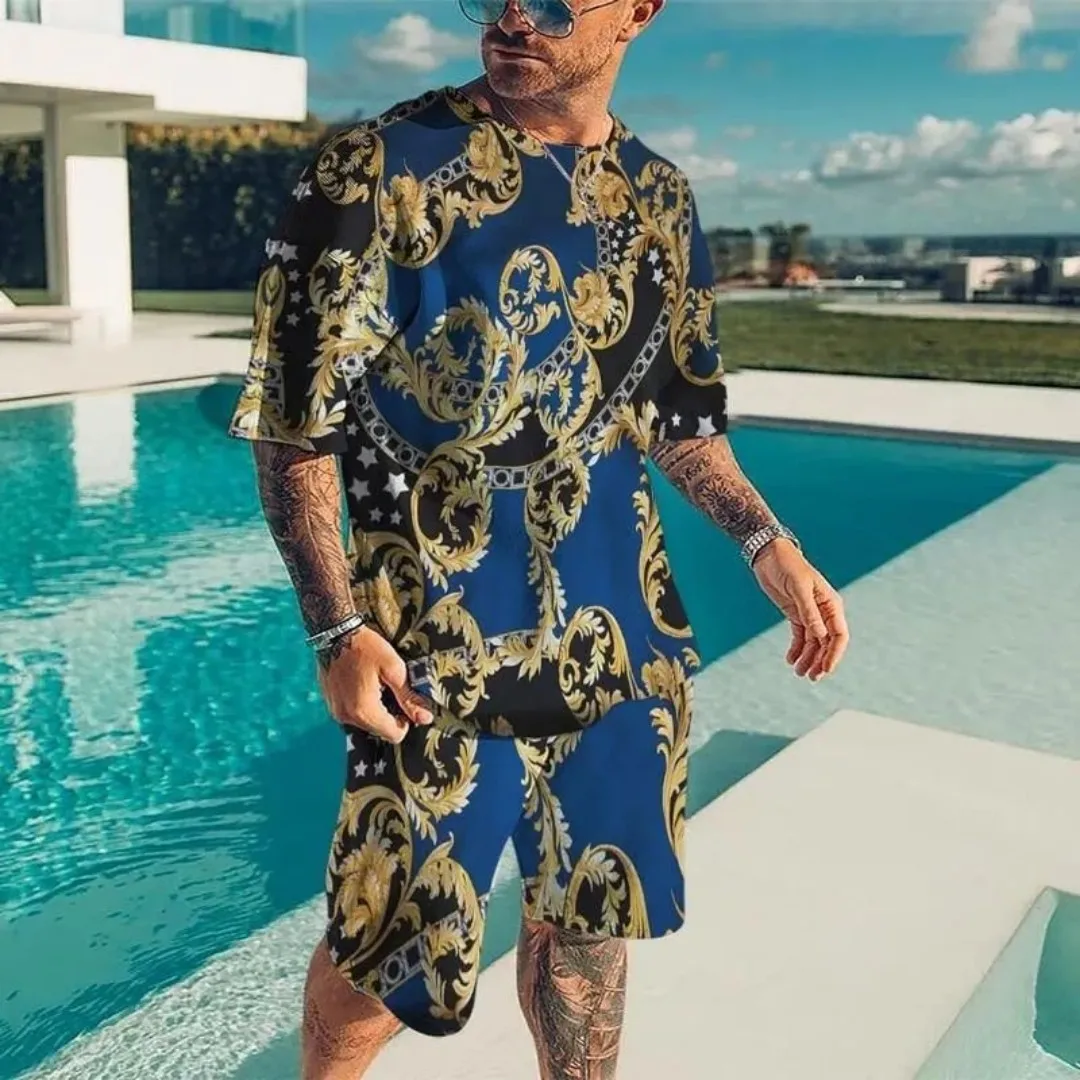 

2025-26 Summer Hot-selling Trend Design Luxury Comfortable Breathable Suit Travel Business Versatile T-shirt Shorts Suit
