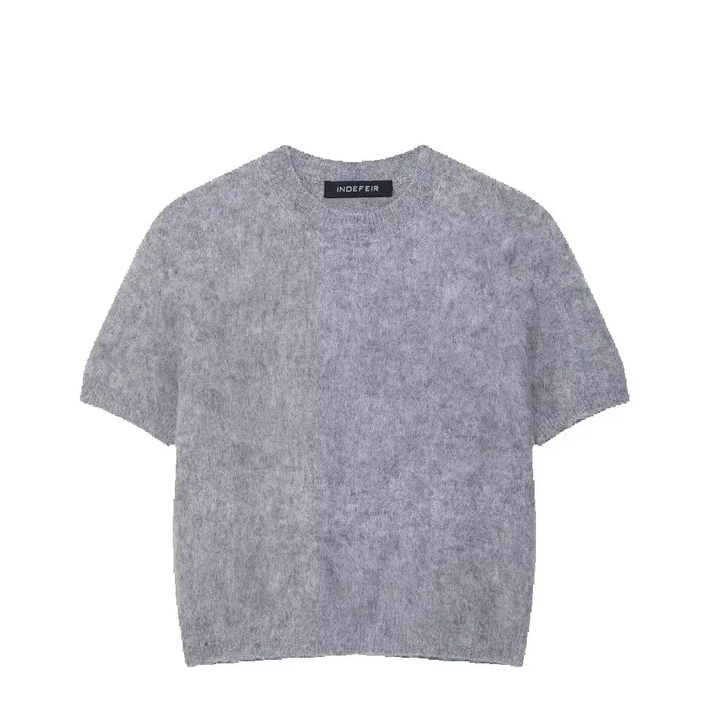 

Женский вязаный свободный топ с круглым вырезом и коротким рукавом, весна/лето, новый модный свитер с капюшоном