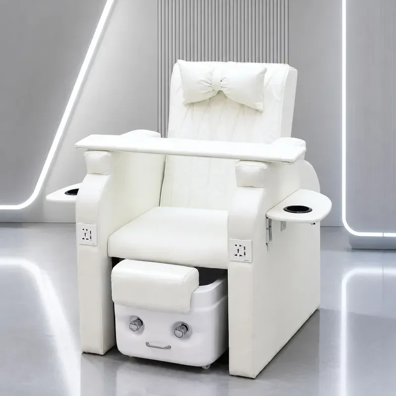 Electric Manicure Sofa Reclining Chair with Foot Bath Massage Therapy for Nail Spa Beauty Treatment Comfortable Seating