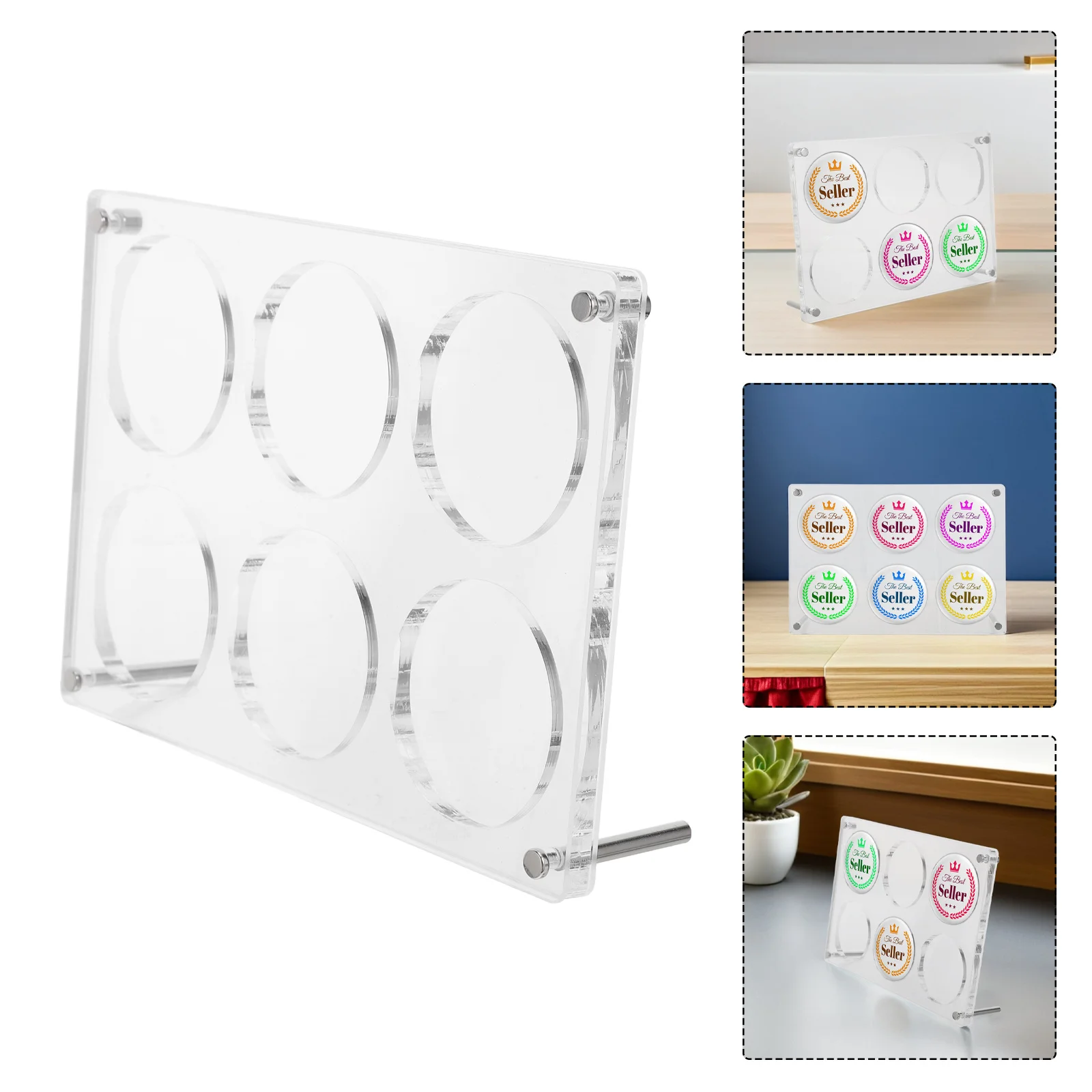 

Acrylic Card Display Stand 6 Slots Transparent Holder for Sports Trading Cards Baseball Football Badges Collectibles Display