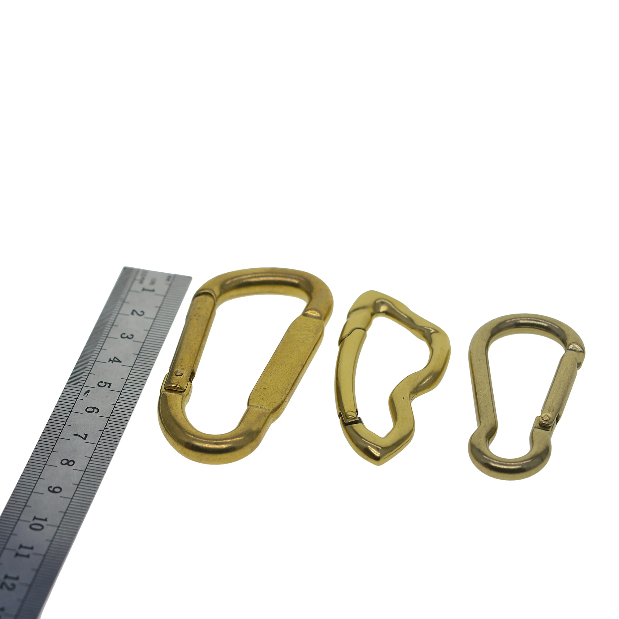 assorted styles Solid brass Simple D Oval Spring load Snap carabiner keychains Hooks clip Purse Shoulder Strap EDC FOB Car