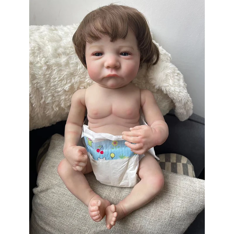 

18Inches Full Body Vinyl Reborn Baby Doll Levi Handmade Lifelike 3D Skin Many Details Veins Muñecas Bebes Para Niñas