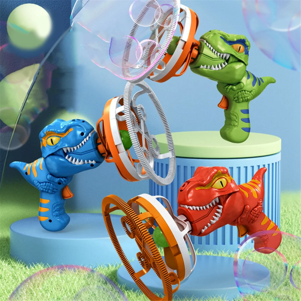 Fan Dinosaur Bubble Machine Bubbles in Bubble Handheld Electric Dinosaur Bubble Machine Bubble Dinosaur Pool Toys Blue