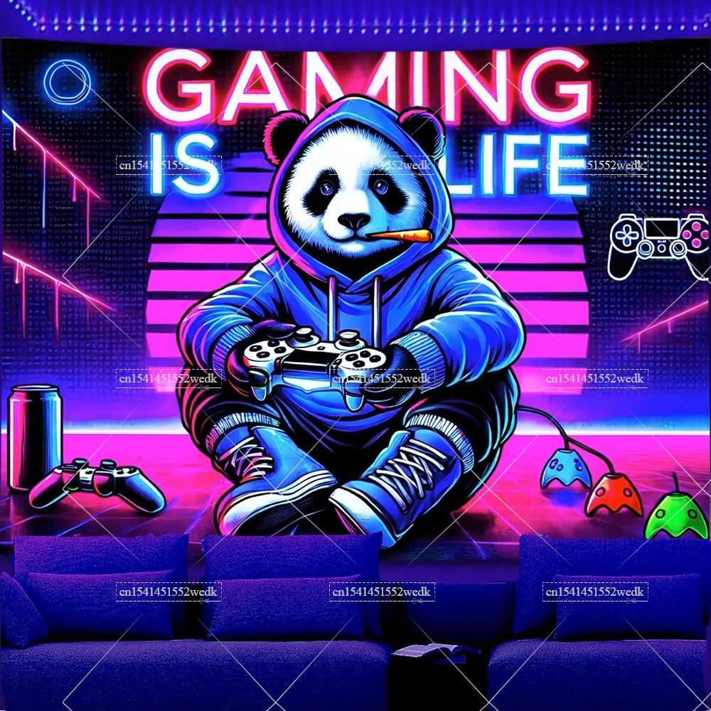Gaming Blacklight Tapestry UV Reactive Game Themed Tapestry Glow In The Dark Neon Tapestrys For Room Decor Aesthctic Posters