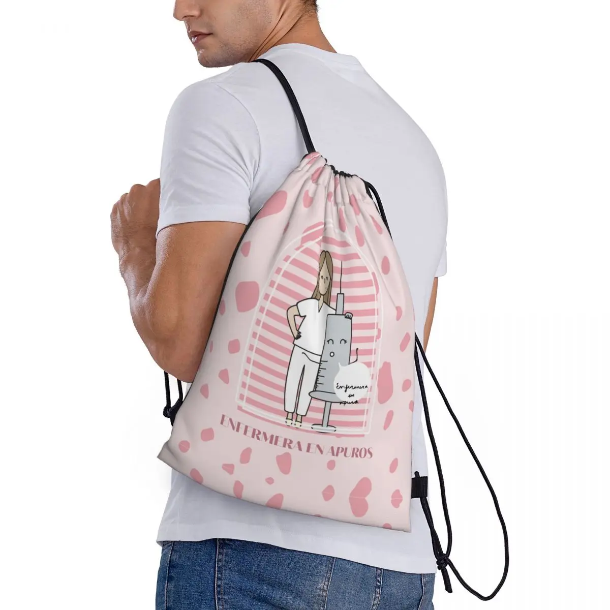 Arts Verpleegkundige Enfermera En Apuros Trekkoord Rugzak Gym Sport Sackpack String Bags Voor Oefening