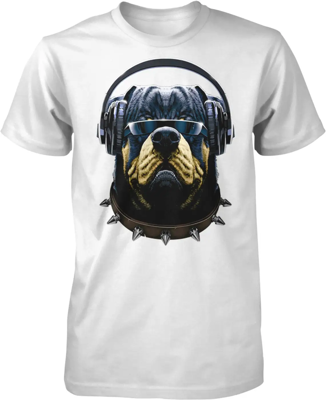 Rottweiler with Headphones and Sunglasses DJ Rotty Men's T shirt NOFO_00376