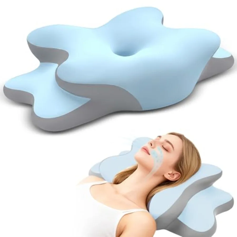 

Sleep Apnea Pillow with Neck Pain and Snoring Relief -Orthopedic Cervical Pillow Ergonomic Contour Memory Foam for Side Back St