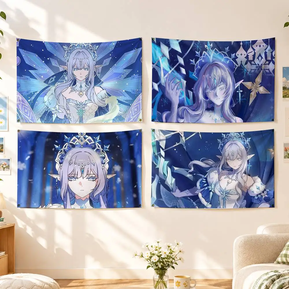 Genshin Archon T-Tsaritsa Flags Wall Hanging Background Art Banner for Bedroom Home Outdoor Decor