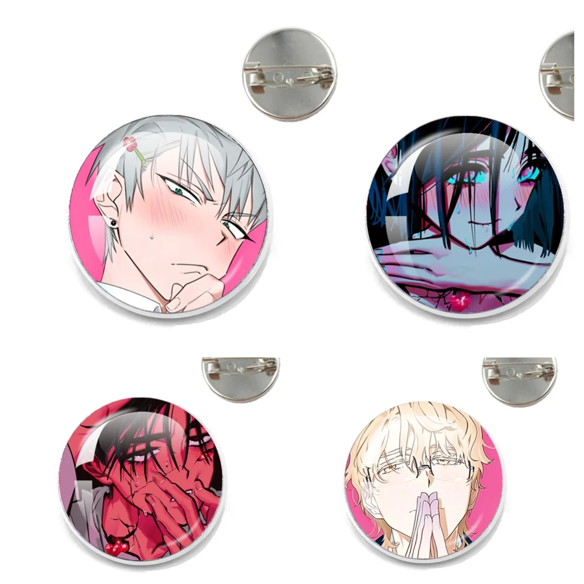 Anime Alien Stage Round Glass Brooch Music MV 20mm/25mm Brooch Virtual Band Character Glass Cabochon Badge Gift