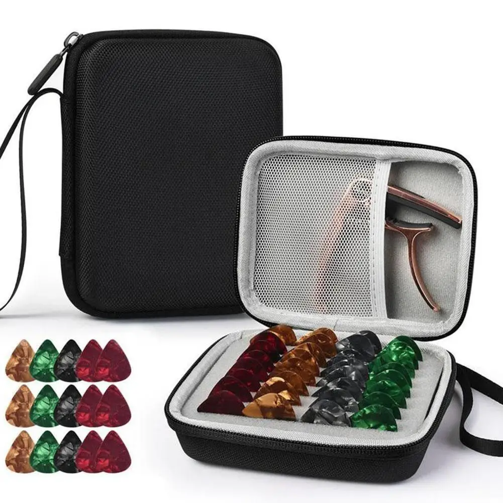 

15pcs Guitar Pick With EVA Leather Case Large Capacity Waterproof Guitar Picks Storage Musical Instrument Accessories