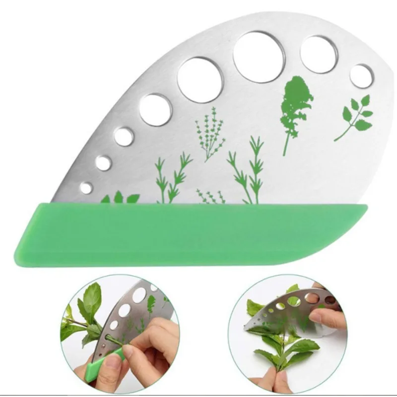 Multifunctional Herb Cutter Stripper Vanilla Vegetable Greens Leaf Remover 9 Holes Stainless Steel Peeler Cooking Kitchen Tools