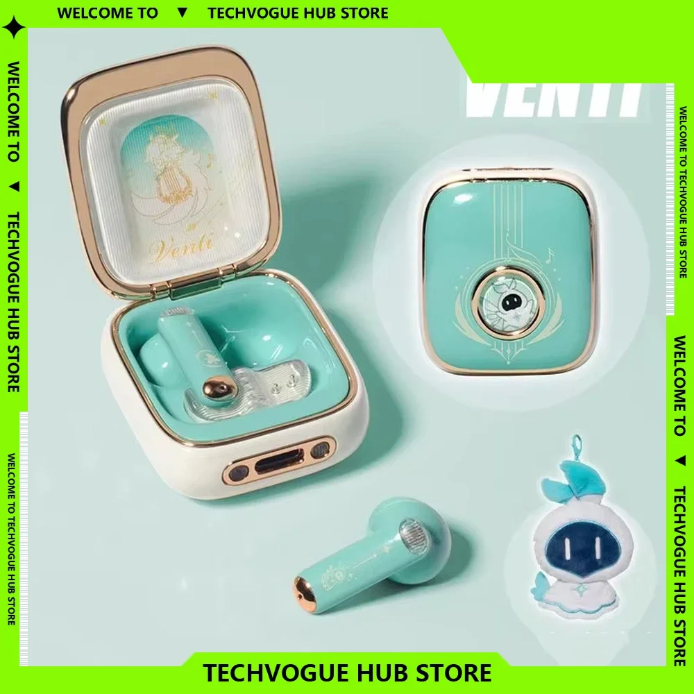 Venti Genshin Impact Wireless Earphone Anime Gift Cute Customized HIFI Bluetooth Voice Prompt Active Noise Cancellation Earbuds