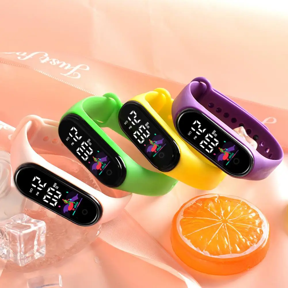 Reloj electrónico de moda para niños, pulsera deportiva con pantalla LED, esfera redondeada, correa de silicona ajustable, reloj Digital para estudiantes