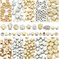 CCB Multiple Styles Spacer Beads Heart Round Bead Loose Beads For Jewelry Making DIY Bracelet Handmade Crafts 100pcs