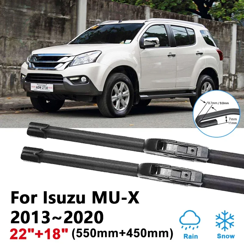 

22"+18" Car Front Wipers For Isuzu MU-X MUX 2013~2020 2015 2018 Window Front Wiper Blades Brushes U J Hook Arm Auto Accessories