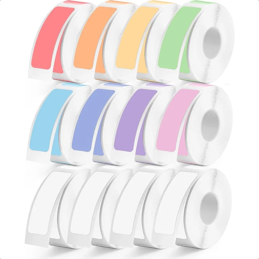 

1920 шт. цветная лента для этикеток D30, лента для изготовления этикеток, 12 мм × 40 мм, 0,47x1,57 дюйма, самоклеящаяся наклейка, термобумага для принтера D30 (12