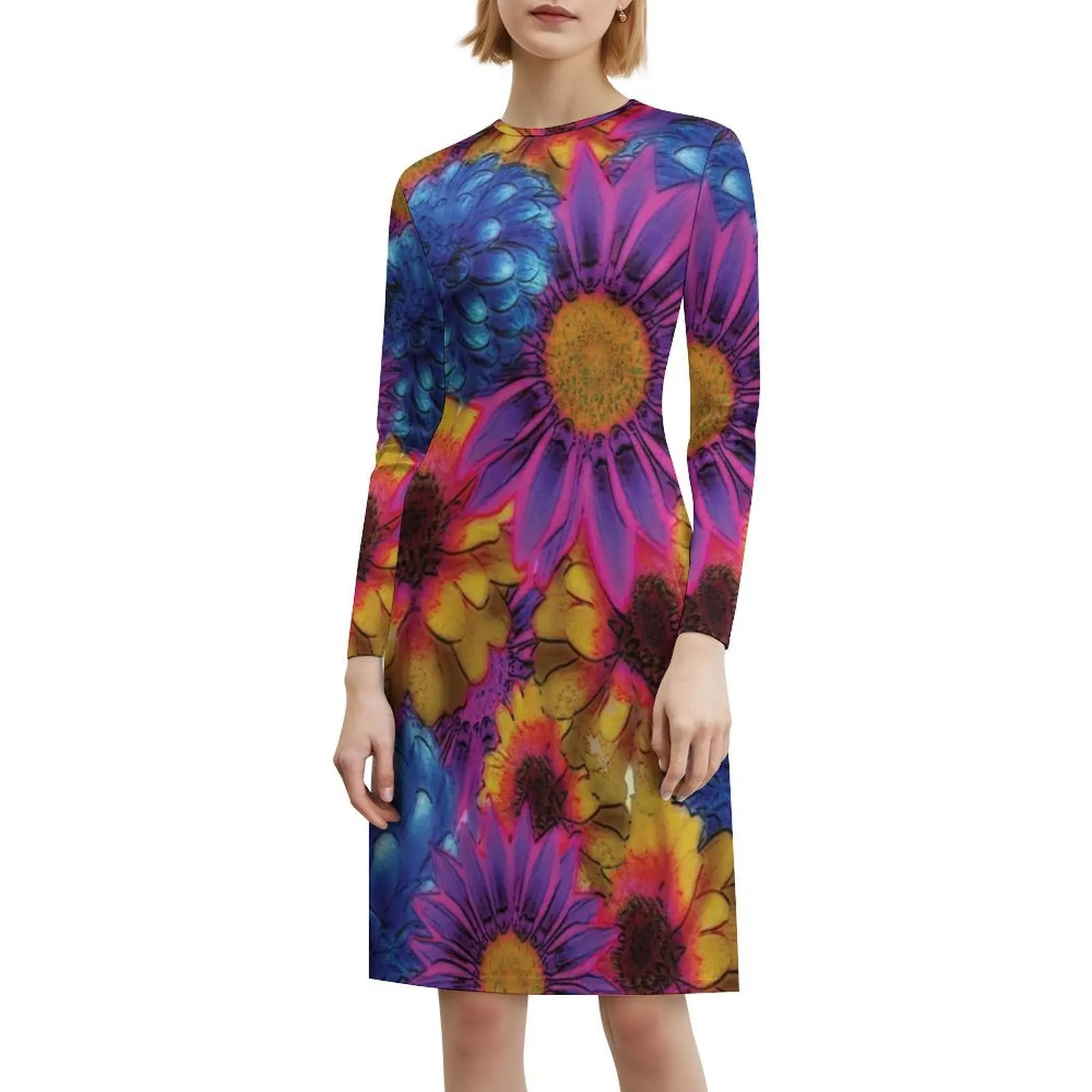 فستان بخط عنق على شكل قلب وزهور نابضة بالحياة - فستان أنيق للحفلات الصيفية للنساء من Starsforgers زهرة نابضة بالحياة #6