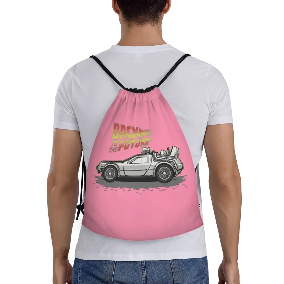 

Back To The Future Backpacks Fashion Portable Drawstring Bundle Pocket Sports Bag Book Bags For Man Woman School