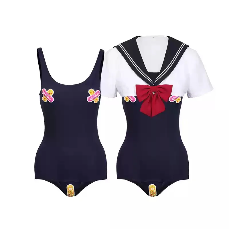 

Cute Two-Piece Uniform Swimsuit Sailor Outfit Jk School Style Anime Cosplay Costume Top Only For Women By Deqi Society