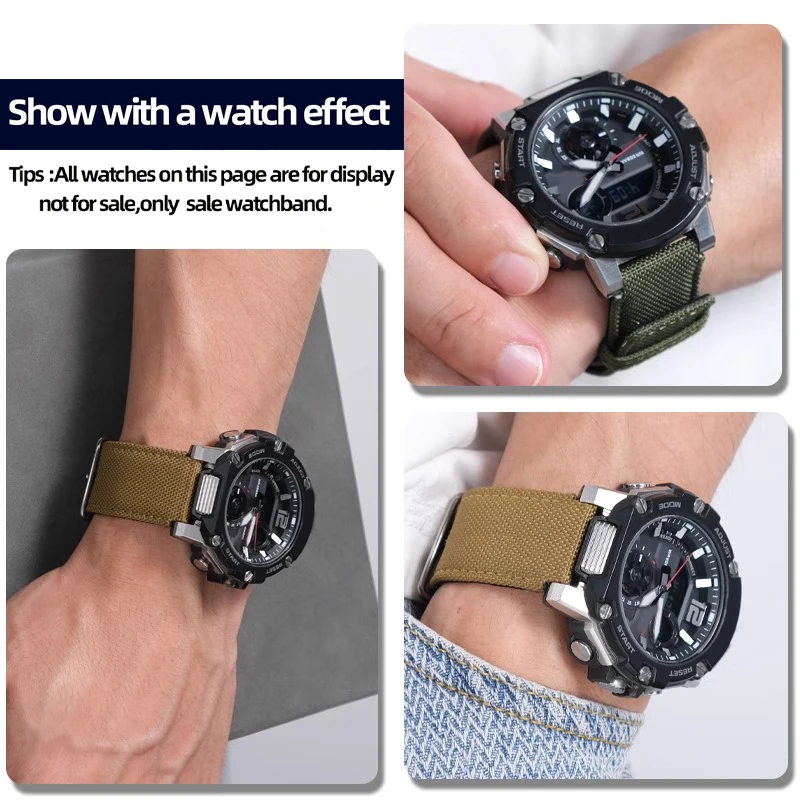 Bracelet de montre en nylon pour mol mol MWA-100H MWD-100H GST-B300 bracelet de montre en toile 20mm noir vert armée ingent accessoire de montre pour homme