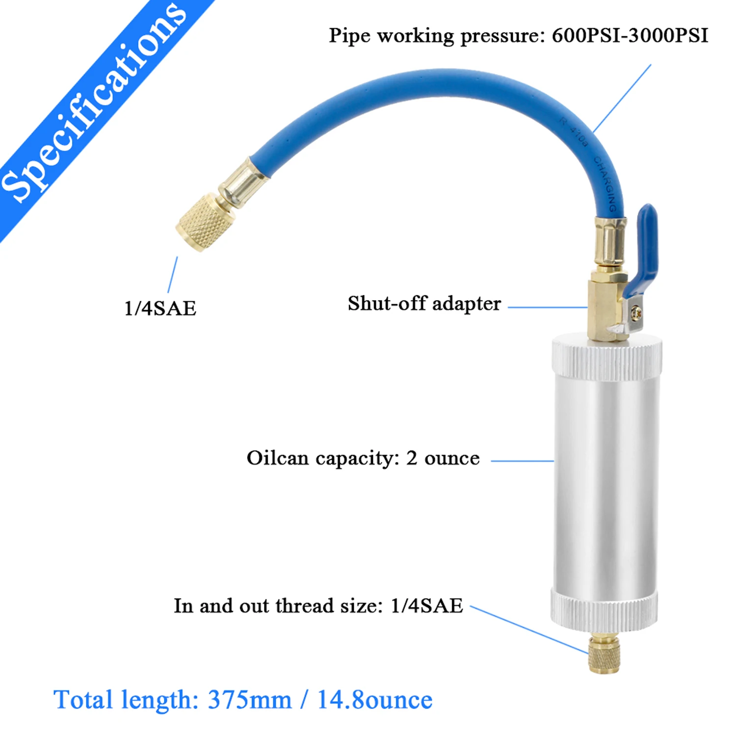 Air Conditioning Car Oil Injection Tool R12 R134A 2 Ounce 1/4\