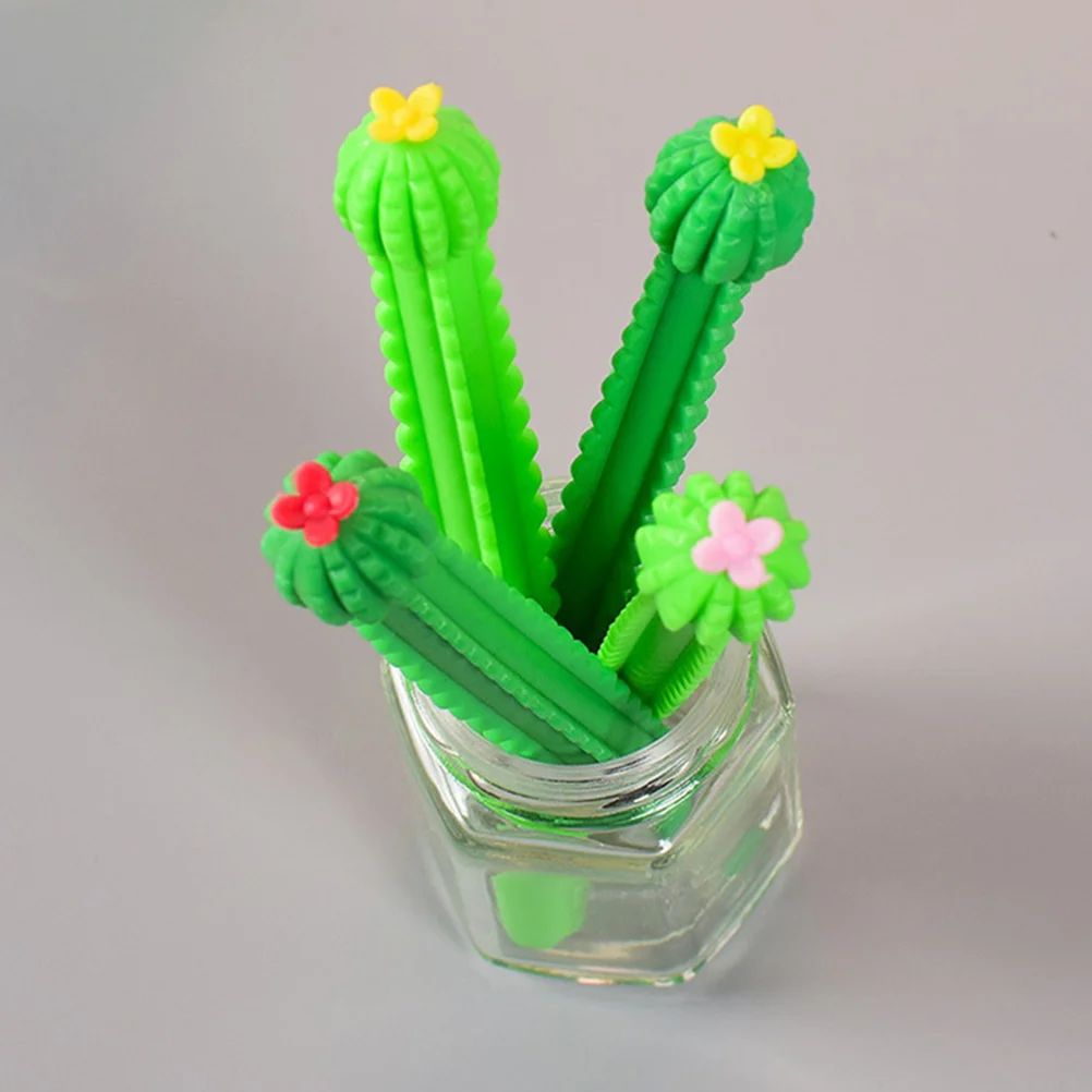 

10 Pcs Cactus Gel Pens Black Marker Plastic Note Portable Writing Fountain Signature Office Students Stationery