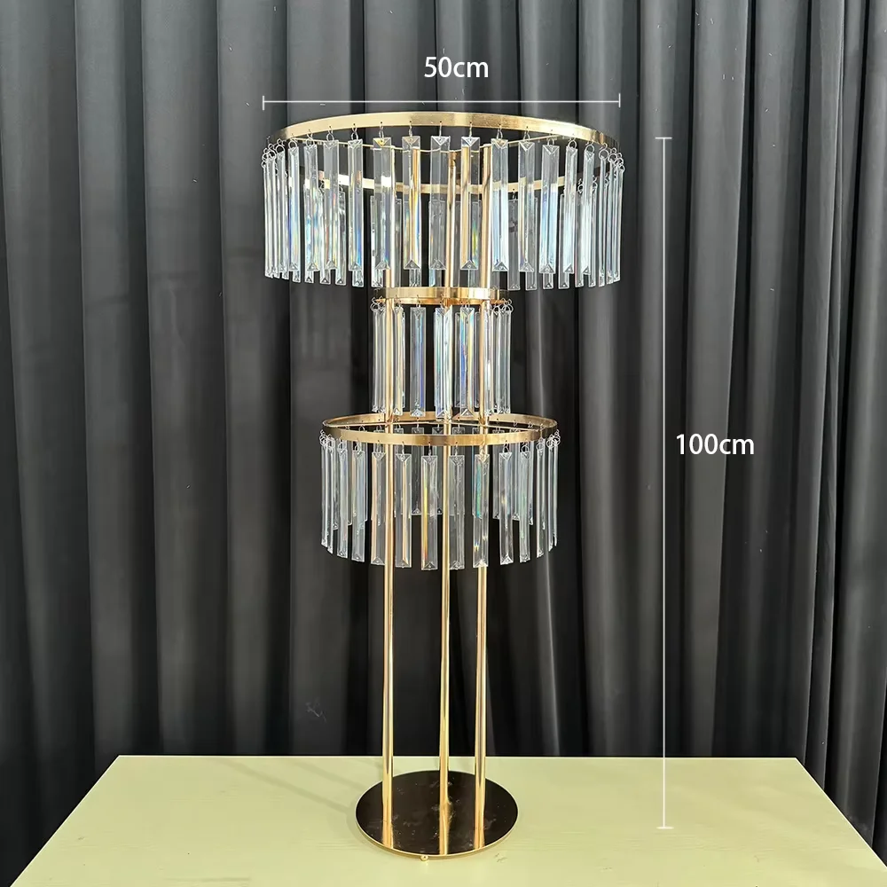 Luxury Crystal Wedding Table Decor, Flower Centerpieces, Floral Display Stand, Metal Rack, Road Lead Aisle Decoration 3 Sets 2