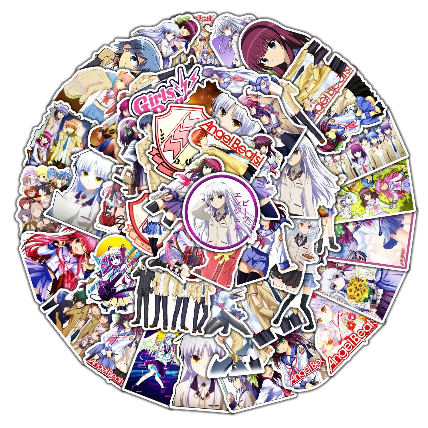 10/50PCS Angel Beats Cartoon Graffiti Anime Stickers Laptop Phone Guitar Skateboard Water Cup Waterproof Toy Sticker Decoration