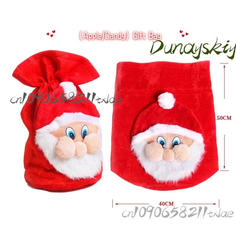 Cosplay di Natale Parrucca di Babbo Natale Barba Cappello rosso Set di sacchetti di caramelle Performance sul palco per adulti Vestire Prop Set di giochi di ruolo per feste di carnevale