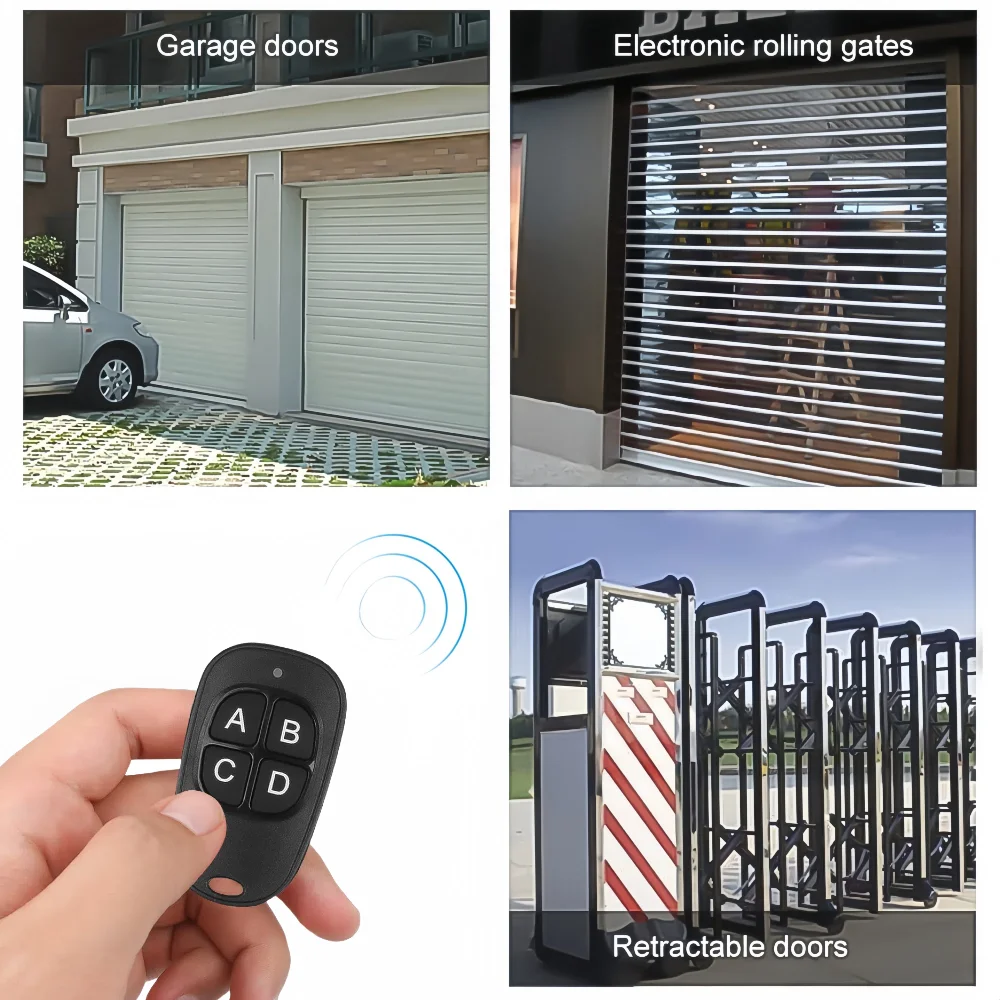 1pc 433MHZ Remote Control Auto 4 Channel Code Electric Learning Code Gate Garage Door Opener with Keychain for Relay Receiver