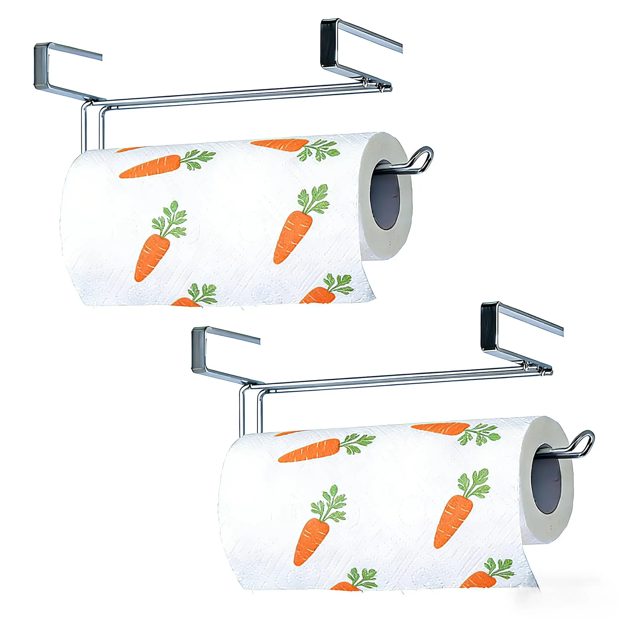 

Under Cabinet Paper Towel Holder No Drill Stainless Steel For Kitchen Bathroom RV Over Door Dispenser 2 Pack