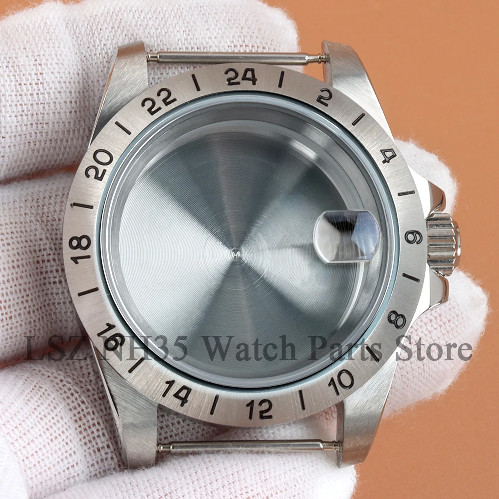 ل NH35 39 مللي متر EXP 24 ساعة GMT الصلب الحافة ساعة الحال بالنسبة NH34 NH35 NH36 حركة 28.5 مللي متر الهاتفي الياقوت الزجاج حافظة ساعة أجزاء