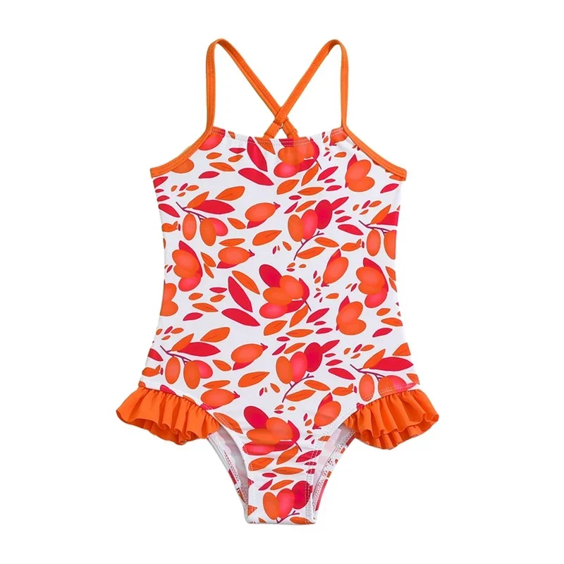 

1-5 Years Children Girls One-Piece Swimwear Kids Bathing Suit Sleeveless Swimwear Beachwear