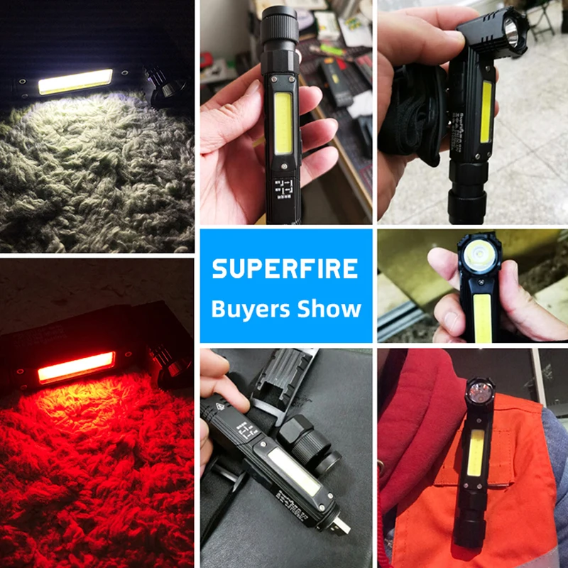 New SUPERFIRE G19 Powerful Head Flashlight torch LED COB Work light Rechargeable lamp for Camping fishing outdoor lights