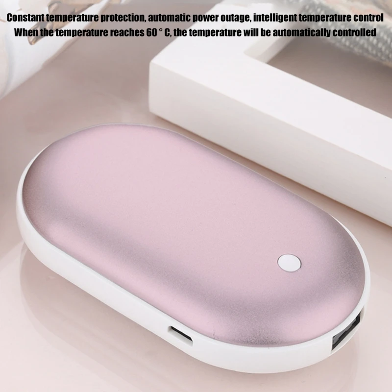 Portable Hand Warmer Rechargeable Pocket Heater 2-in-1 Function USB Charging Heater Hand Warmer Large Capacity